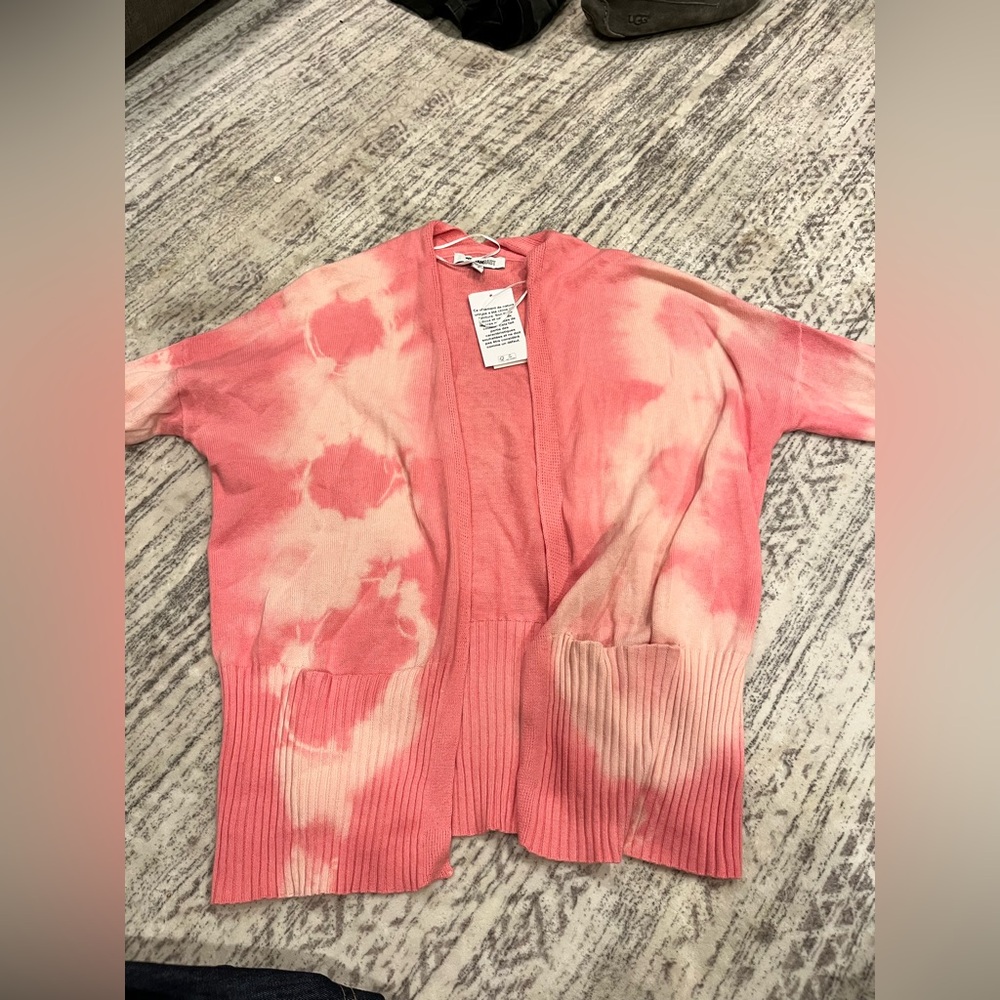 William Rast Coral Tie-Dye Cardigan